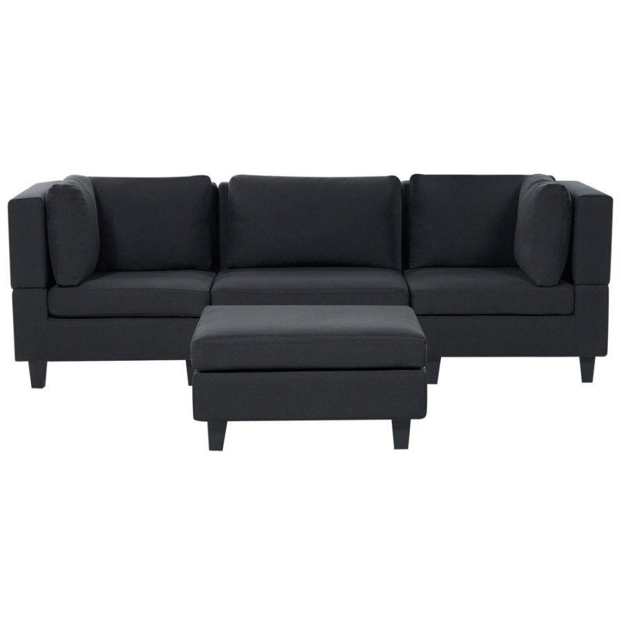 Sofa modułowa 3-osobowa z otomaną czarna unstad