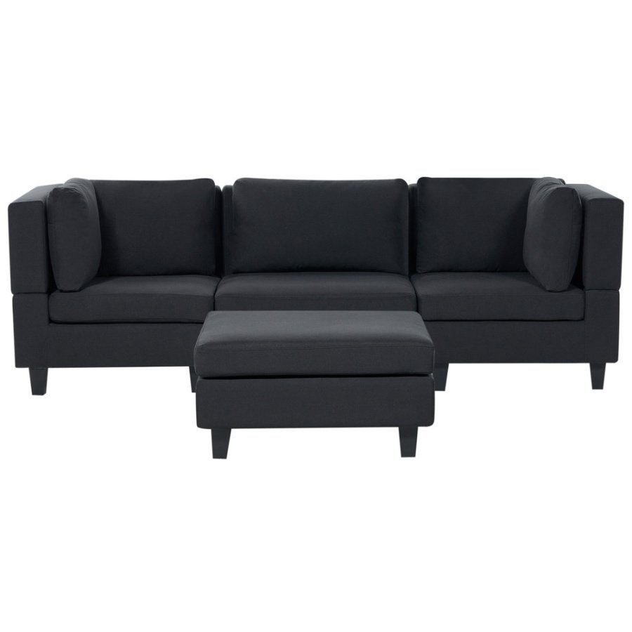 Sofa modułowa 3-osobowa z otomaną czarna unstad