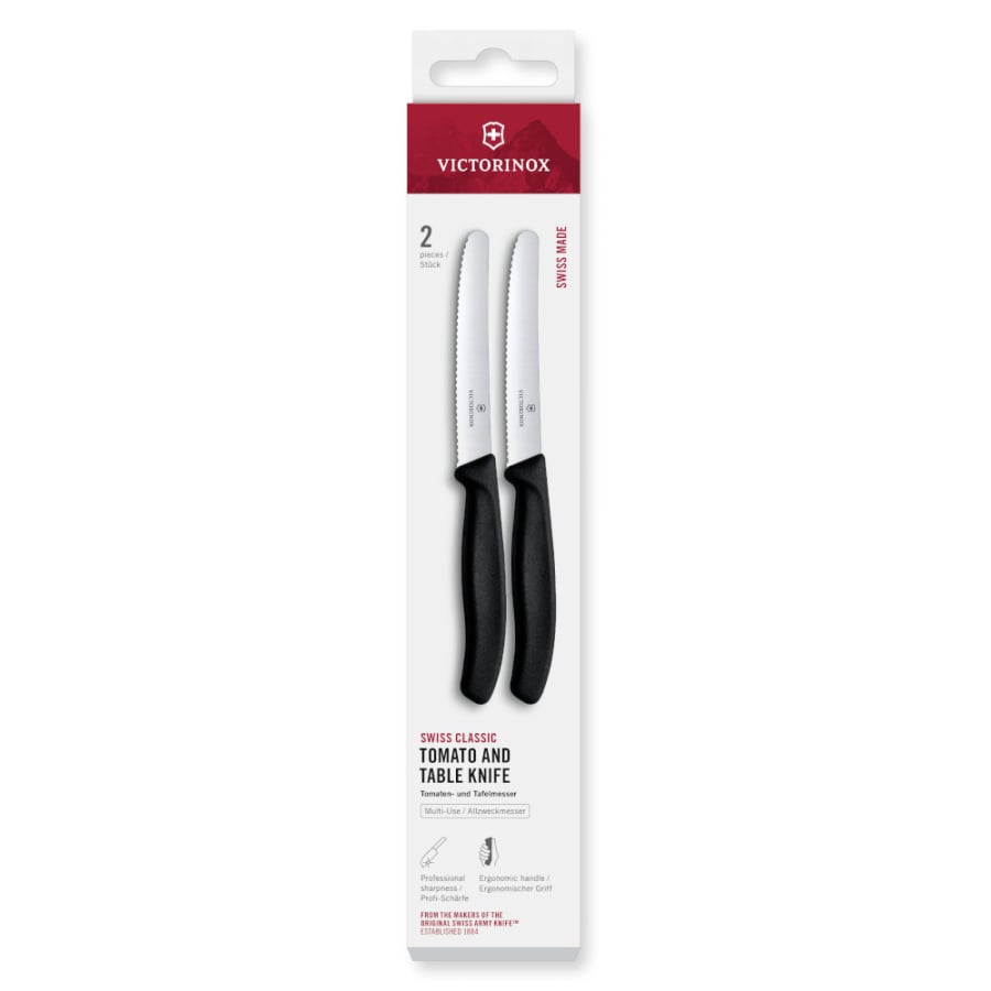 VICTORINOX - Swiss Classic - Zestaw noży do warzyw i owoców - Ząbkowane ostrze - 11 cm - 2 sztuki -
