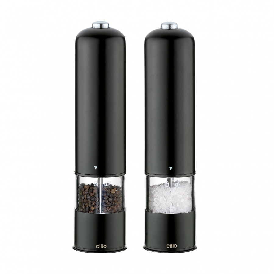 młynki elektryczne do soli i pieprzu, 2 szt., śred. 5 x 23 cm, czarne