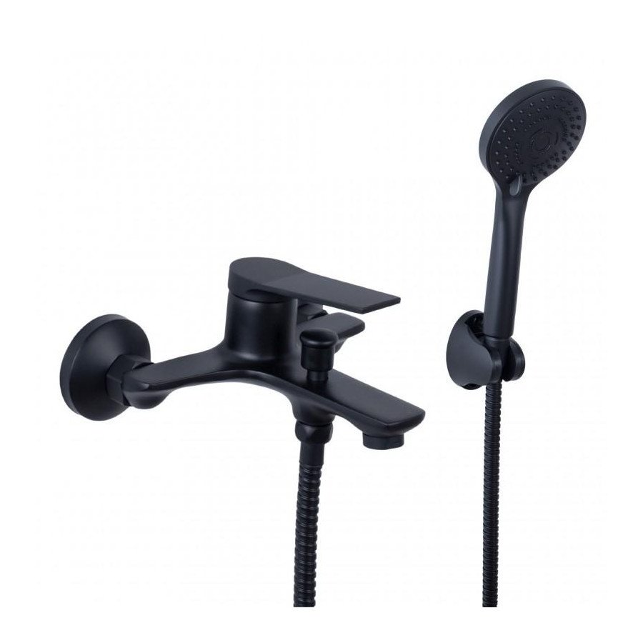 Bateria wannowa ścienna czarna prysznicowa natryskowa - yoka