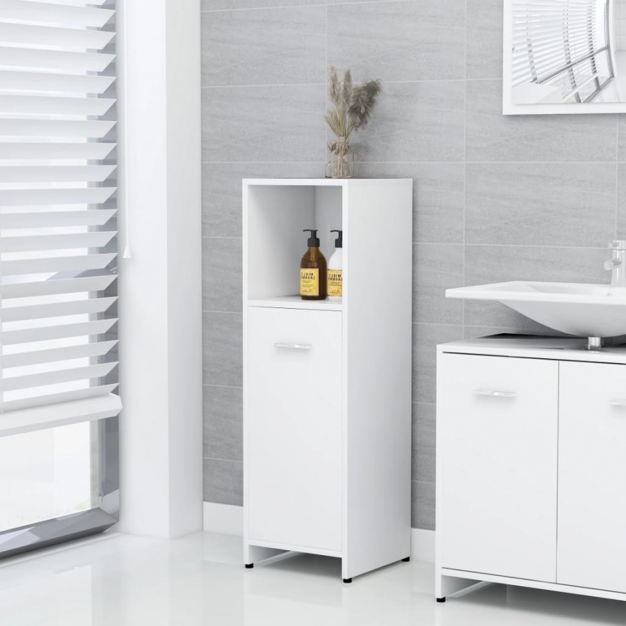 Szafka łazienkowa, biała, 30x30x95 cm, płyta wiórowa