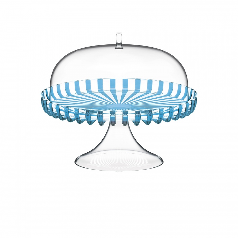 Patera na ciasto z kloszem, średnica 31 cm, turkusowa