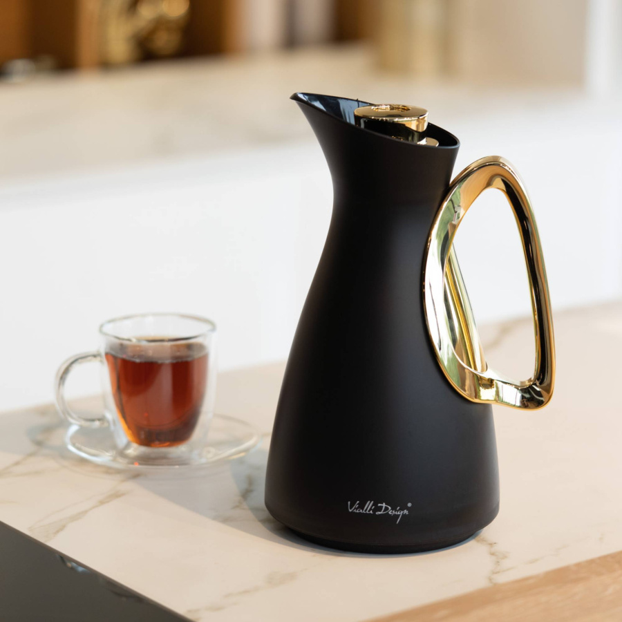 Termos z wkładem szklanym alessia 1l czarno-złoty