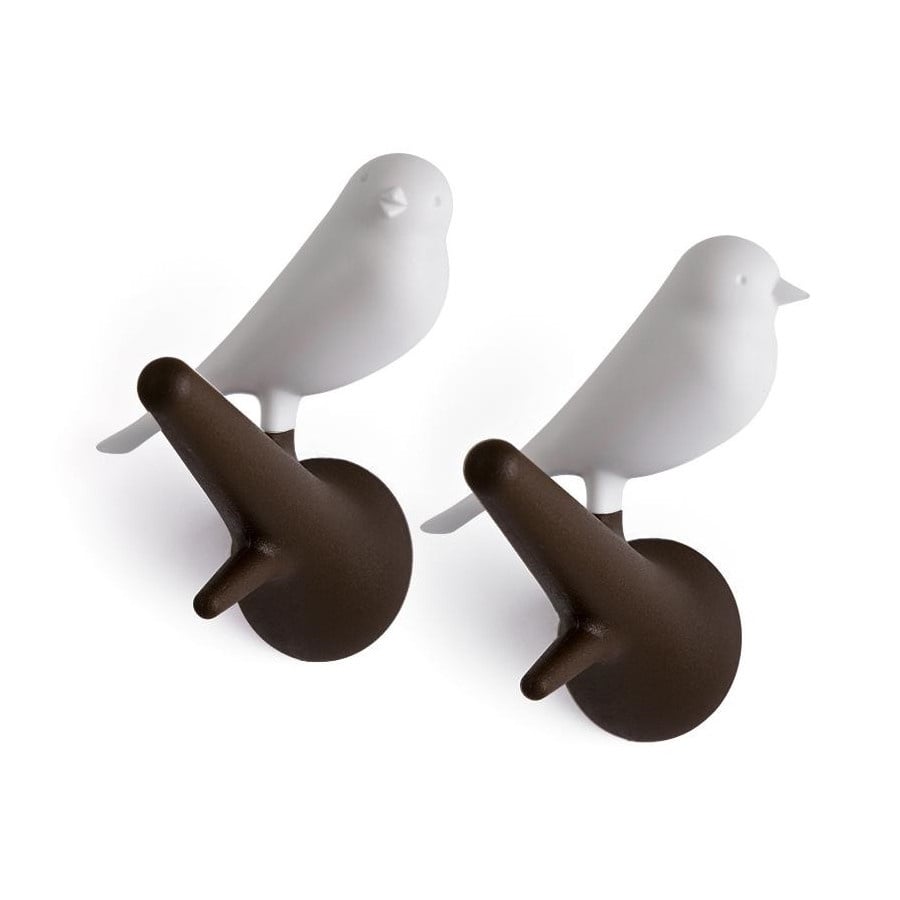 Wieszaki Ptaki brązowy/biały 10067-BN-WH