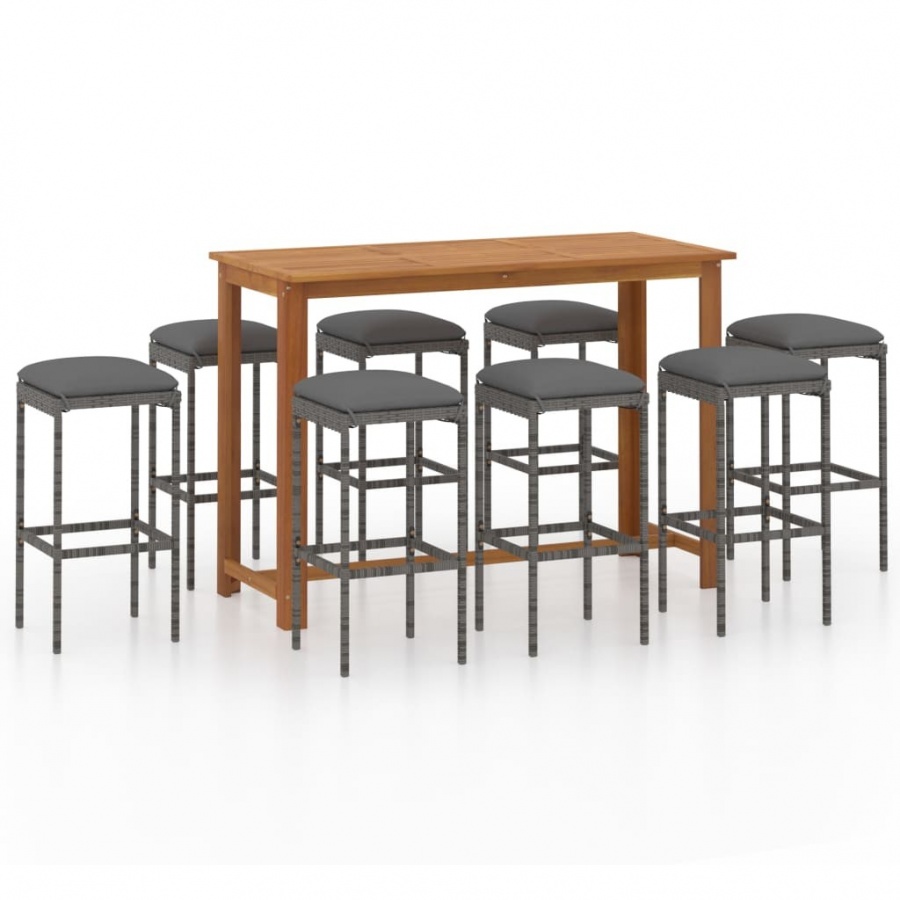 9-cz. zestaw mebli barowych do ogrodu, z poduszkami, brązowy