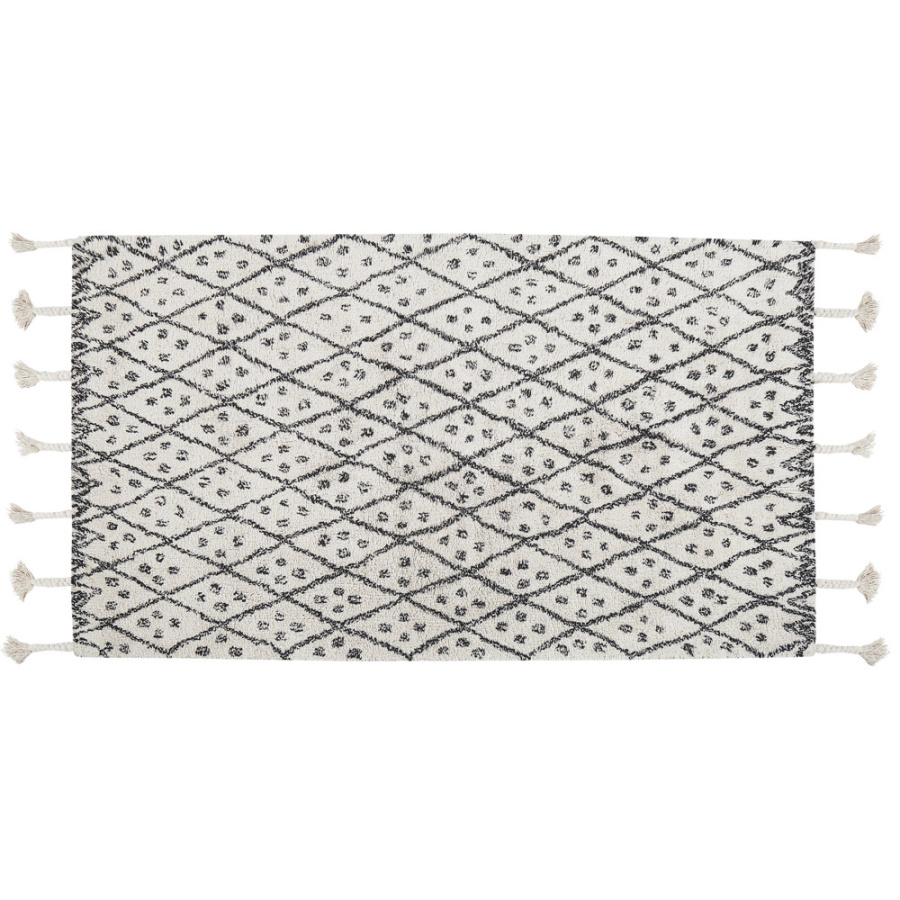 Dywan bawełniany 80 x 150 cm biało-czarny agadir