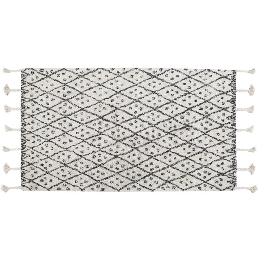 Dywan bawełniany 80 x 150 cm biało-czarny agadir