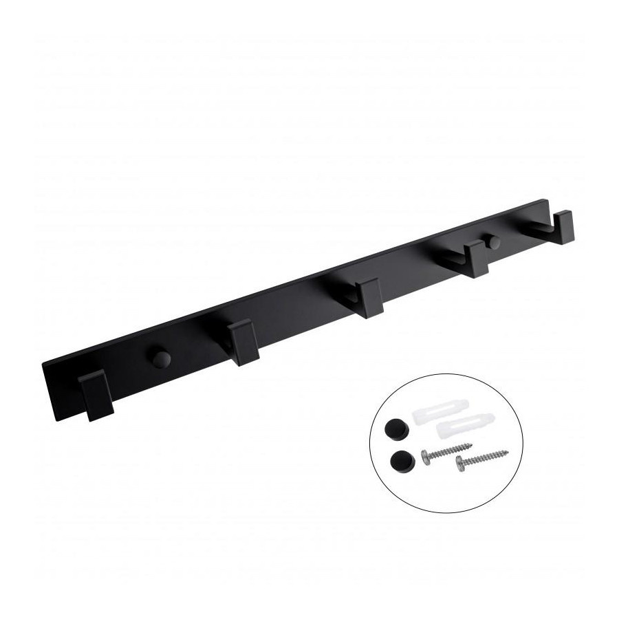 Wieszak na ubrania na ścianę czarny aluminiowy haczyk loft - yoka