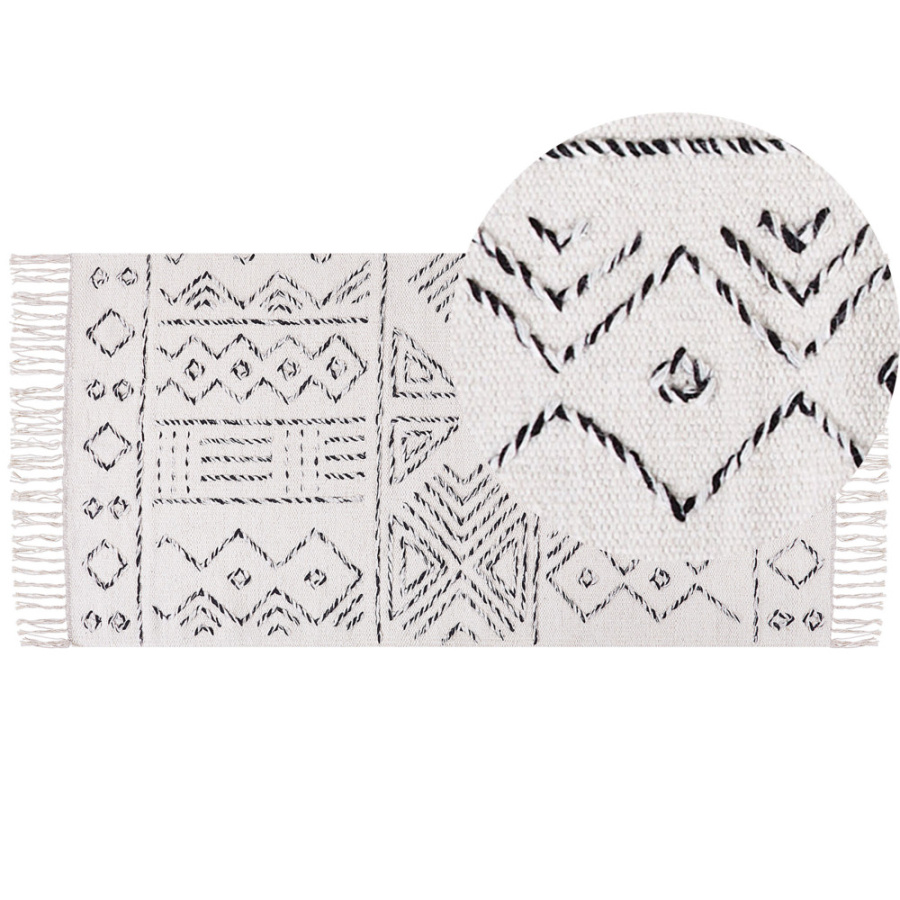 Dywan wełniany 80 x 150 cm biało-czarny alkent