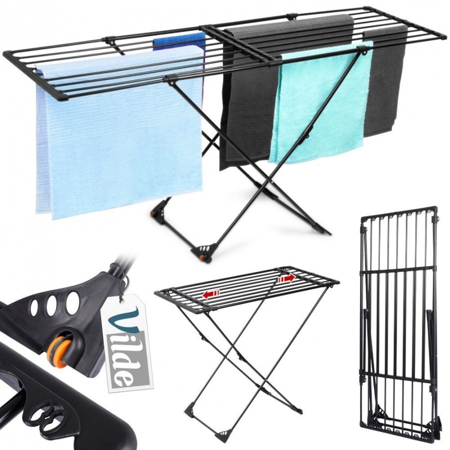 Suszarka na pranie rozsuwana metalowa czarna XXL