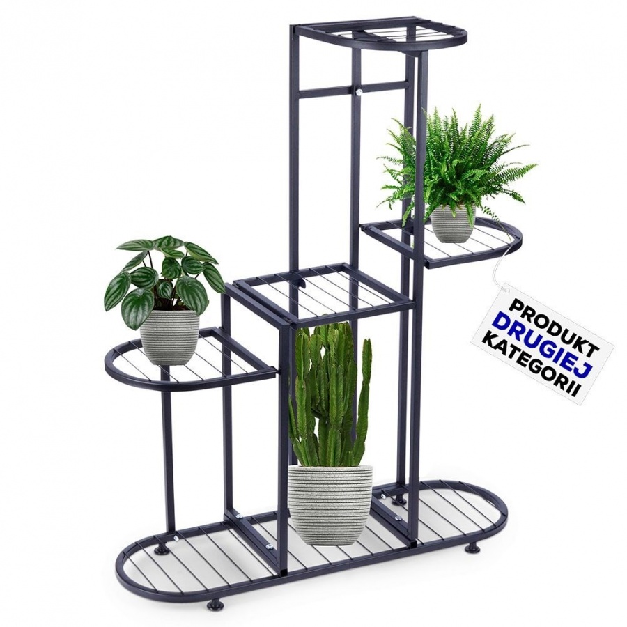 Kwietnik metalowy czarny 5-poziomowy 84,5 cm