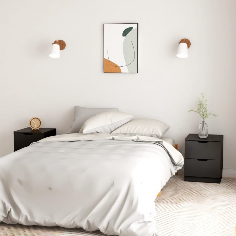 Szafki nocne, 2 szt., czarne, 40x40x50 cm, płyta wiórowa