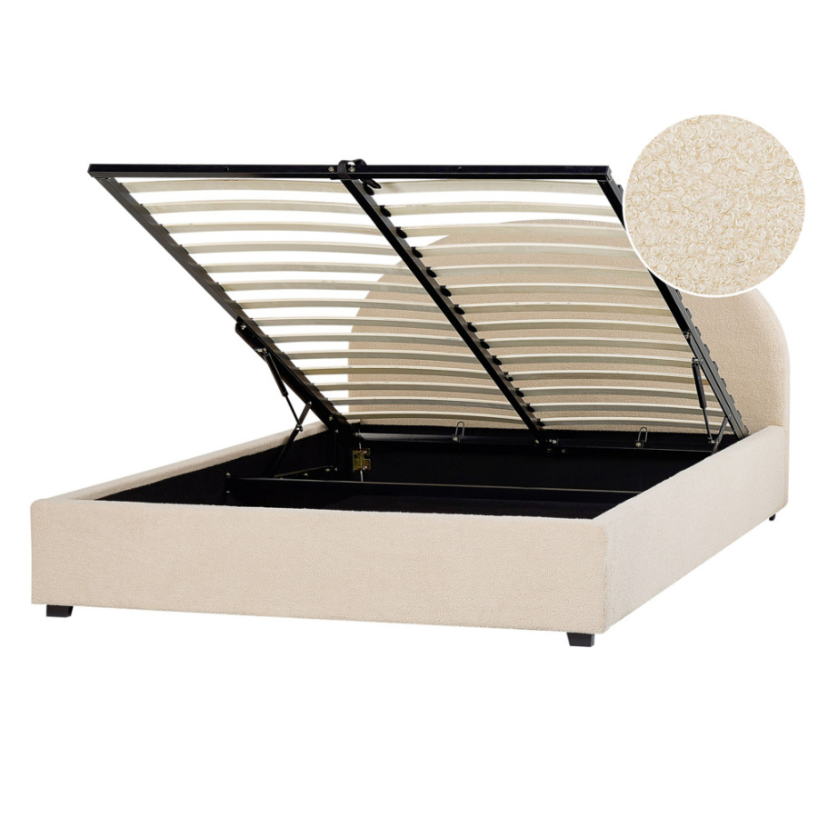 łóżko ze schowkiem vaucluse 160 x 200 cm boucle beżowy