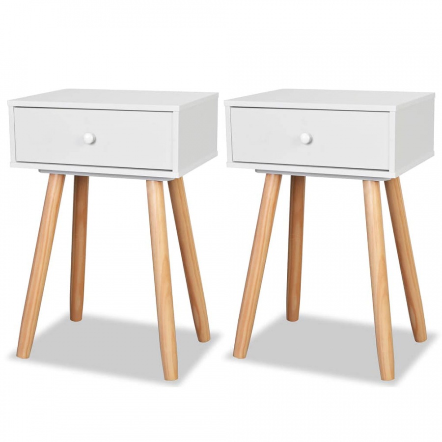 Szafki nocne, 2 szt., drewno sosnowe, 40 x 30 x 61 cm, białe