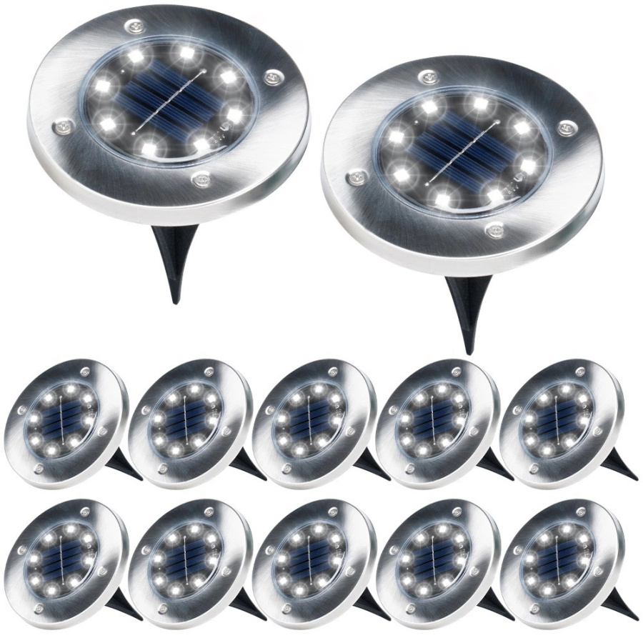 Lampki ogrodowe solarne led stalowe wbijane 11,5 cm 12 szt.