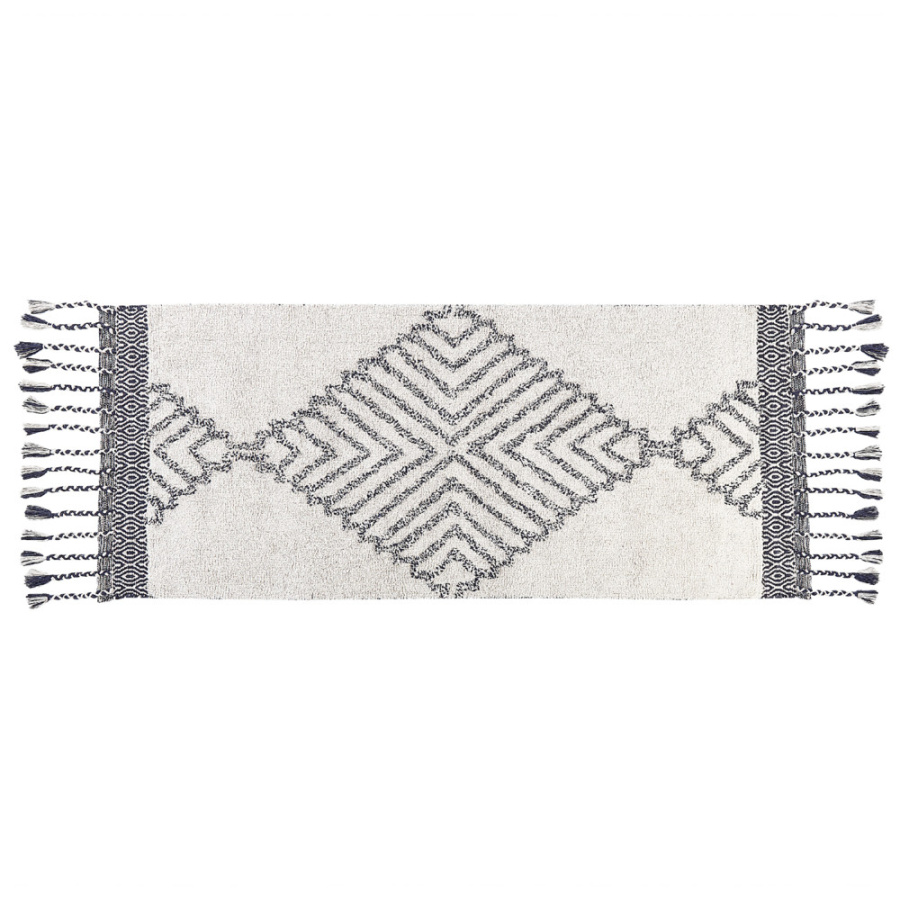 Dywan bawełniany 80 x 150 cm biało-czarny eray