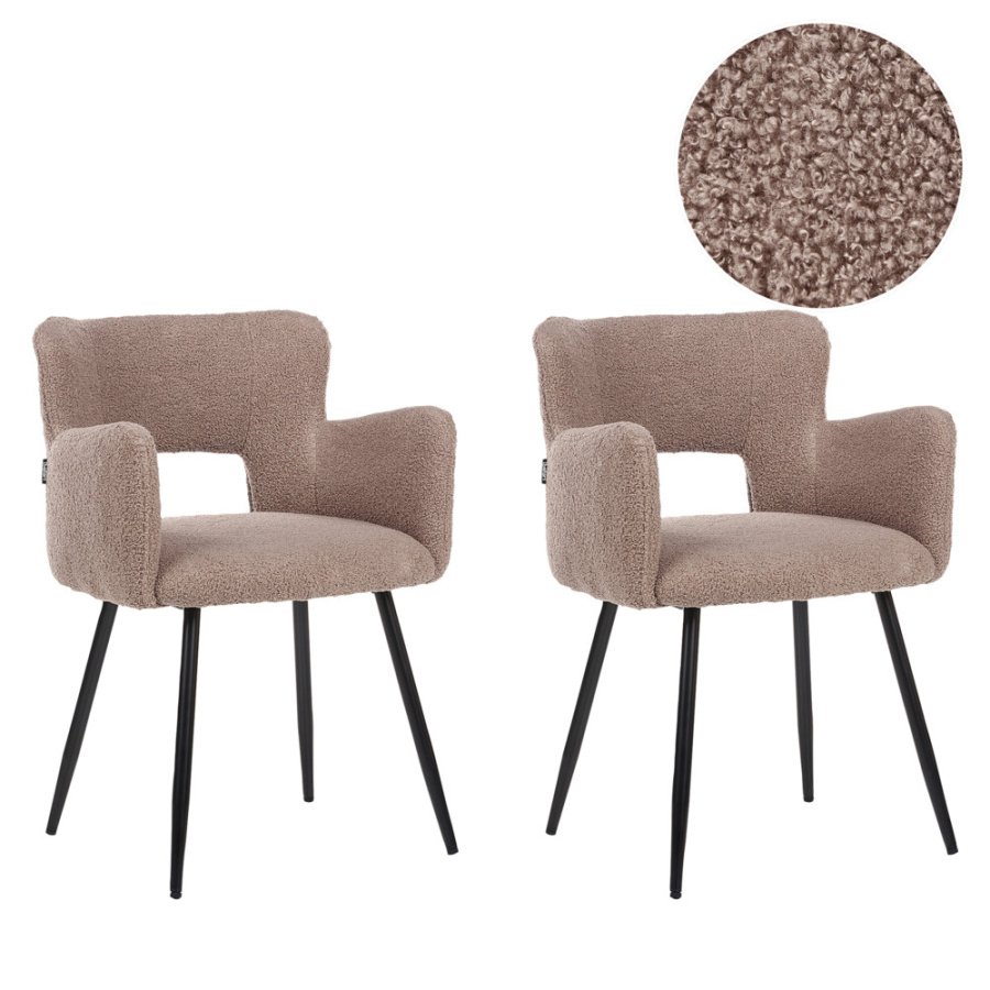 Zestaw 2 krzeseł do jadalni sanilac boucle brązowy