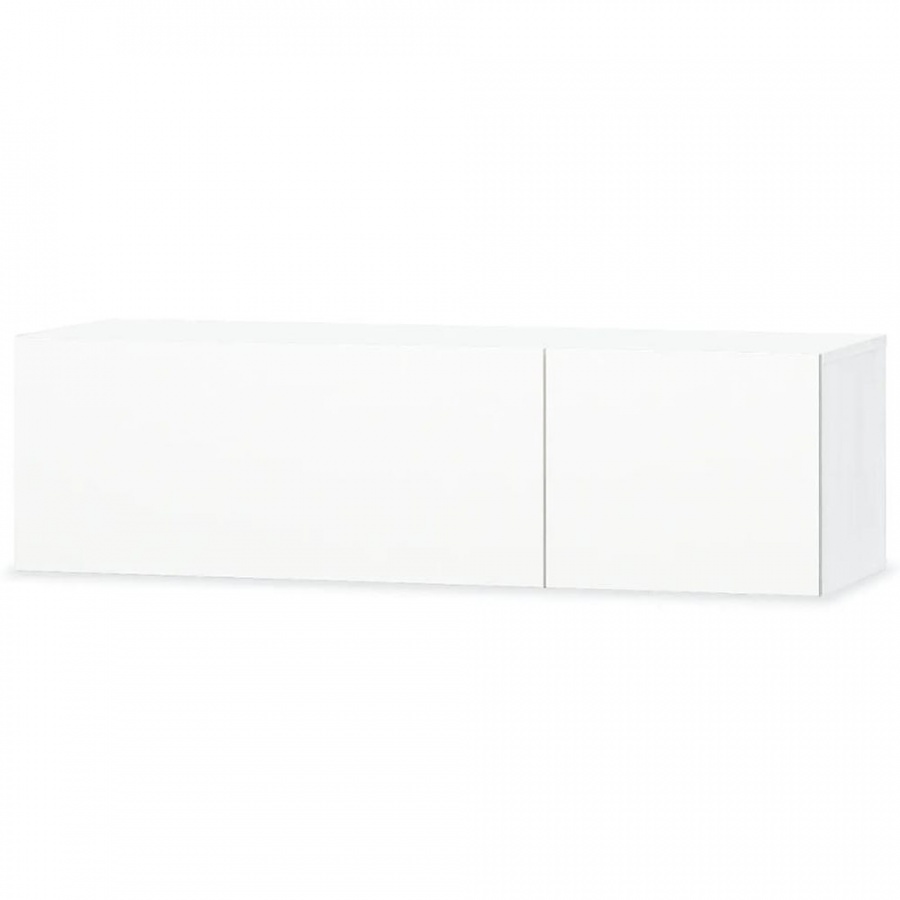 Biała szafka pod TV, 120x40x34 cm, płyta wiórowa, wysoki połysk