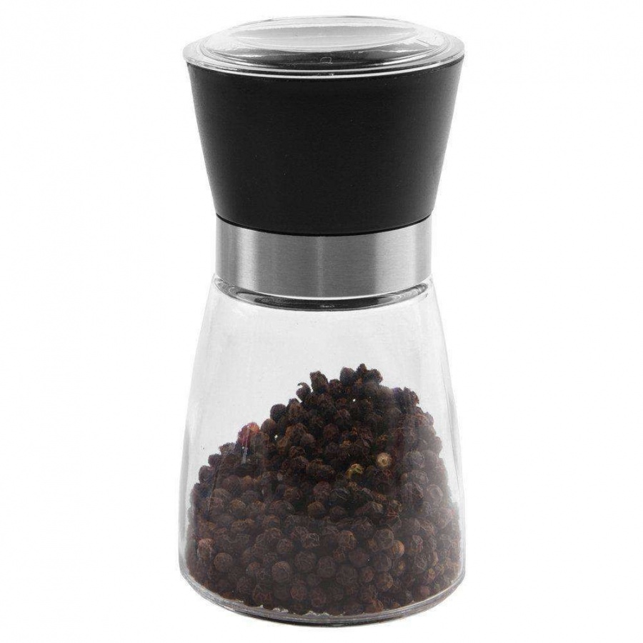 Młynek do mielenia przypraw, do pieprzu i soli, szklany, ręczny, 13 cm