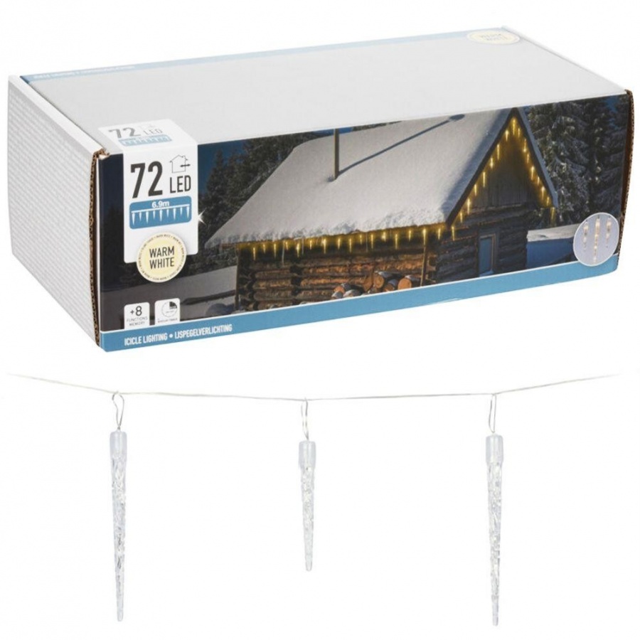 Sople świecące kurtyna świetlna świąteczna lampki świetlenie na balkon taras dom 72 led 6,9 m