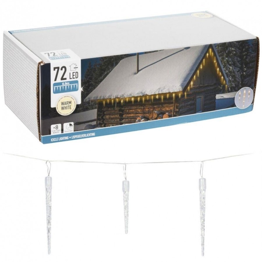 Sople świecące kurtyna świetlna świąteczna lampki świetlenie na balkon taras dom 72 led 6,9 m