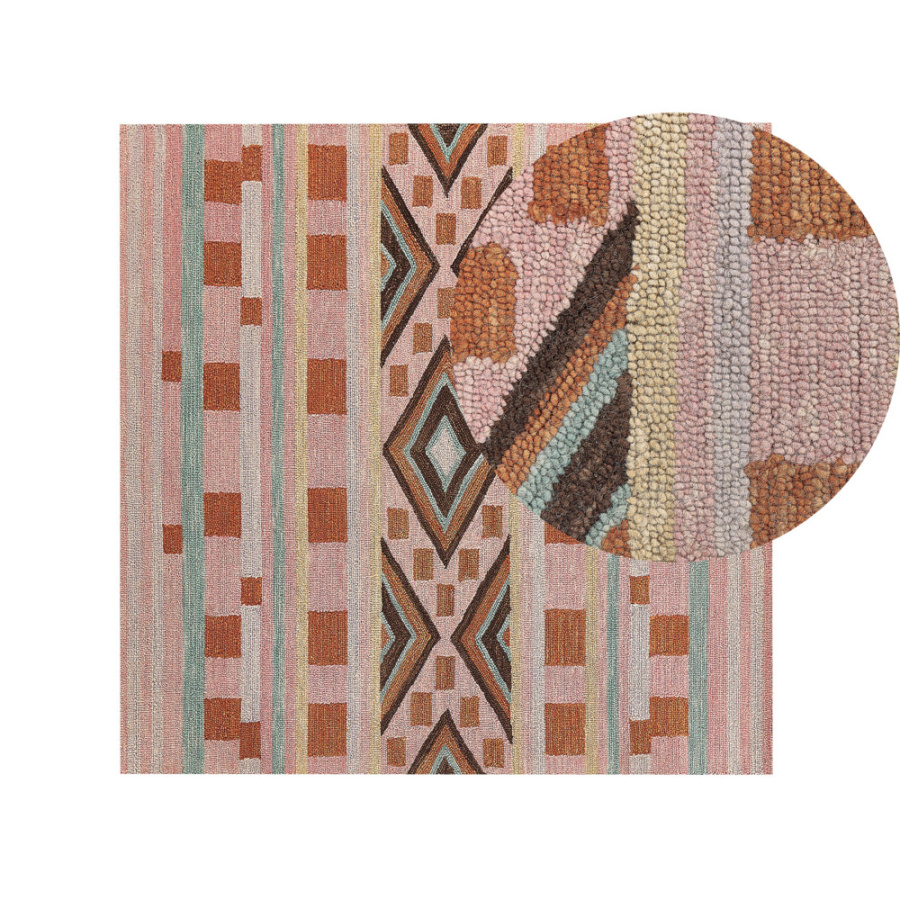 Dywan wełniany 200 x 200 cm wielokolorowy yomra