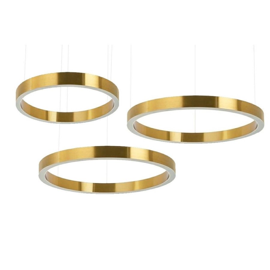 Lampa wisząca ring 60 + 80 + 80 złota na jednej podsufitce