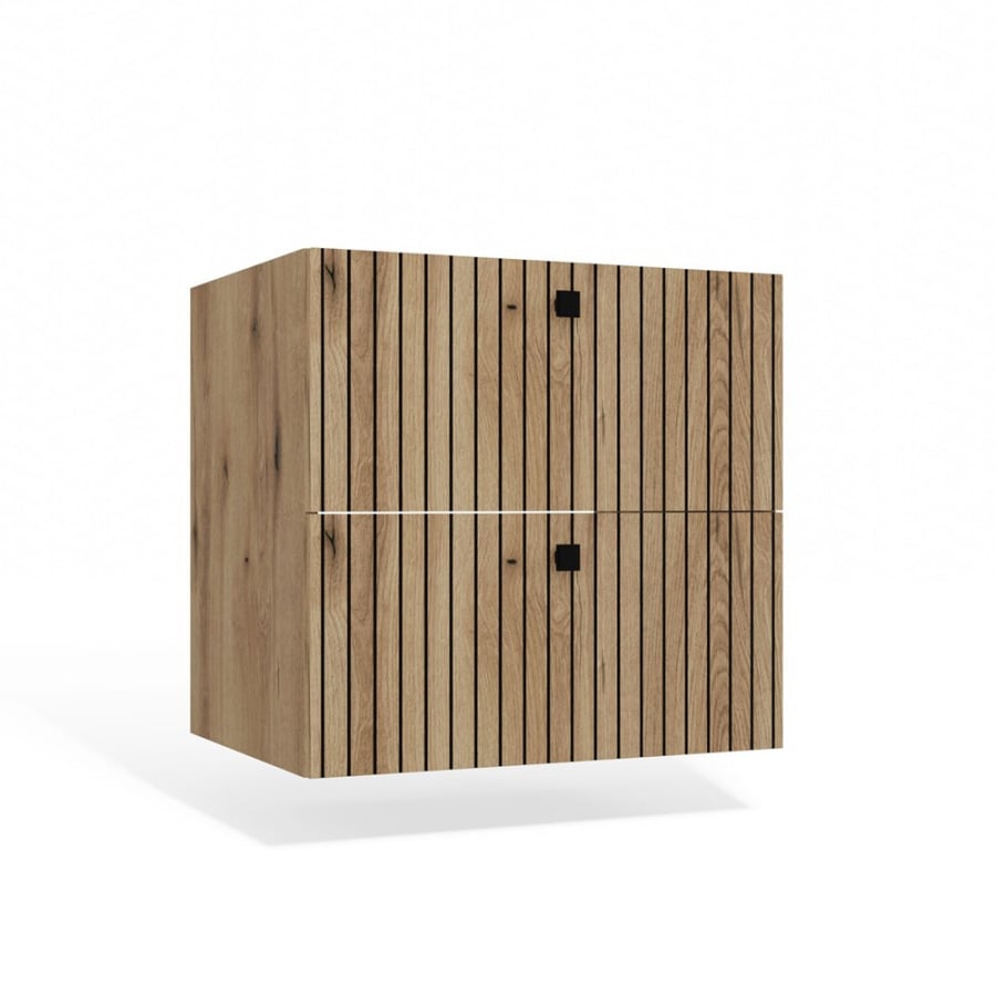 SZAFKA POD UMYWALKĘ TIGO 60 2S DĄB EVOKE 2 SZUFLADY RYFLOWANY FRONT WISZĄCA