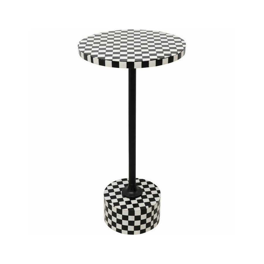 Kare stolik domero chess 25 biało-czarny