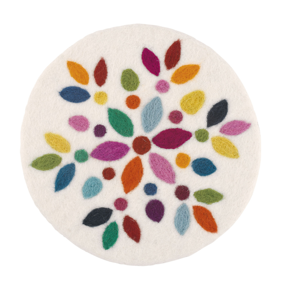 Podkładka pod gorące naczynia, śred. 21 cm, owcza wełna, wielokolorowa