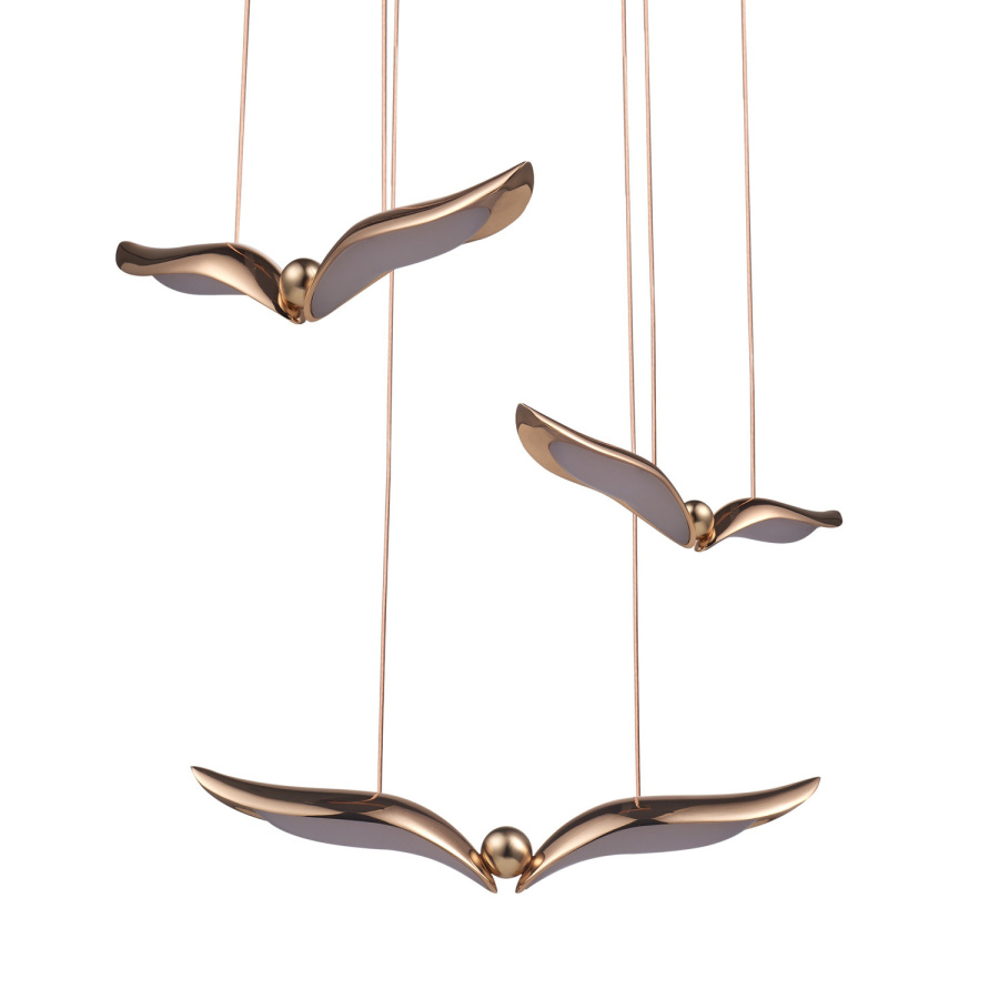 Lampa wisząca gufo 3 led różowe złoto 36 cm