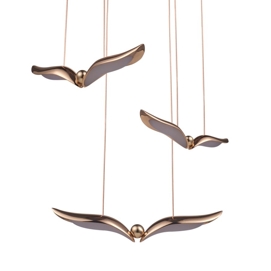 Lampa wisząca gufo 3 led różowe złoto 36 cm