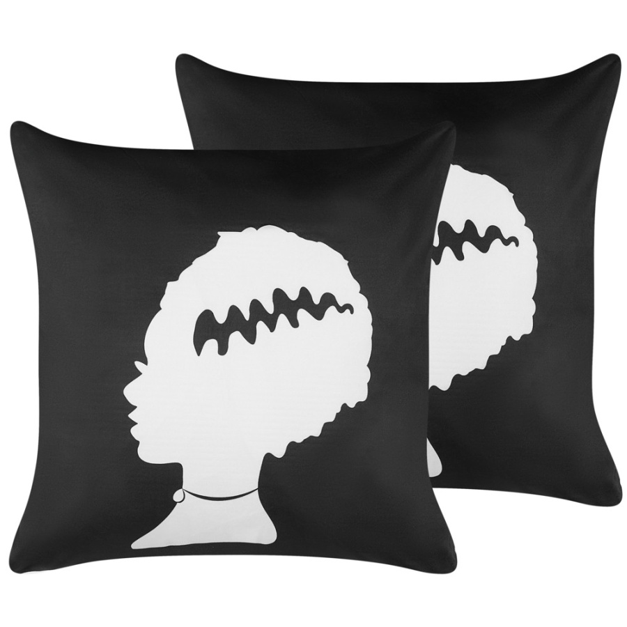 Zestaw 2 poduszek wzór abstrakcyjny mandevilla welur 45 x 45 cm czarny