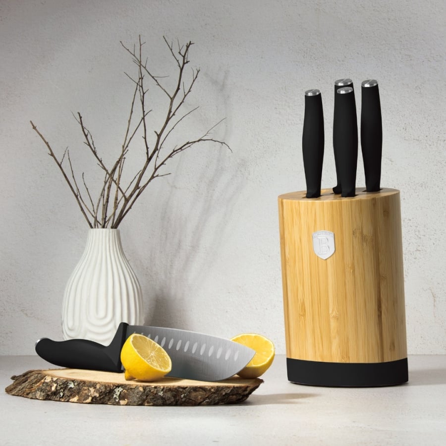 Zestaw noży w bambusowym stojaku 5 el. BerlingerHaus Matte Black BH-2753