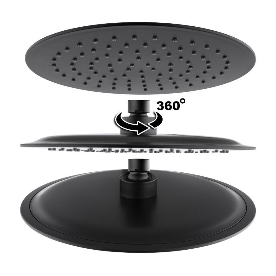 Deszczownica prysznicowa natryskowa 25 cm czarna - yoka