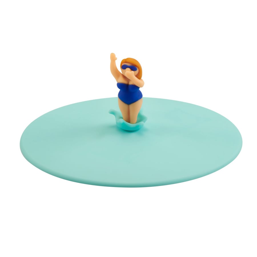 Pokrywka silikonowa z plażowiczem, elena elegant, śred. 10,5 cm, turkusowa