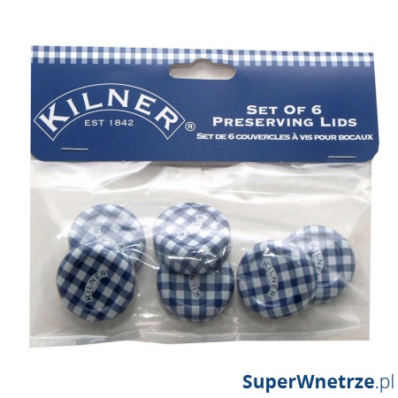 Zestaw 6 pokrywek 6x30mm Kilner Made In England niebieski