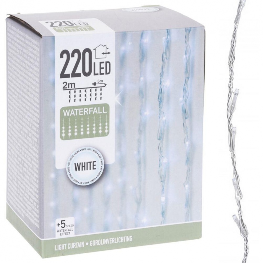 Kurtyna świetlna girlanda zewnętrzna lampki oświetlenie na balkon taras dom 220 led 2 m