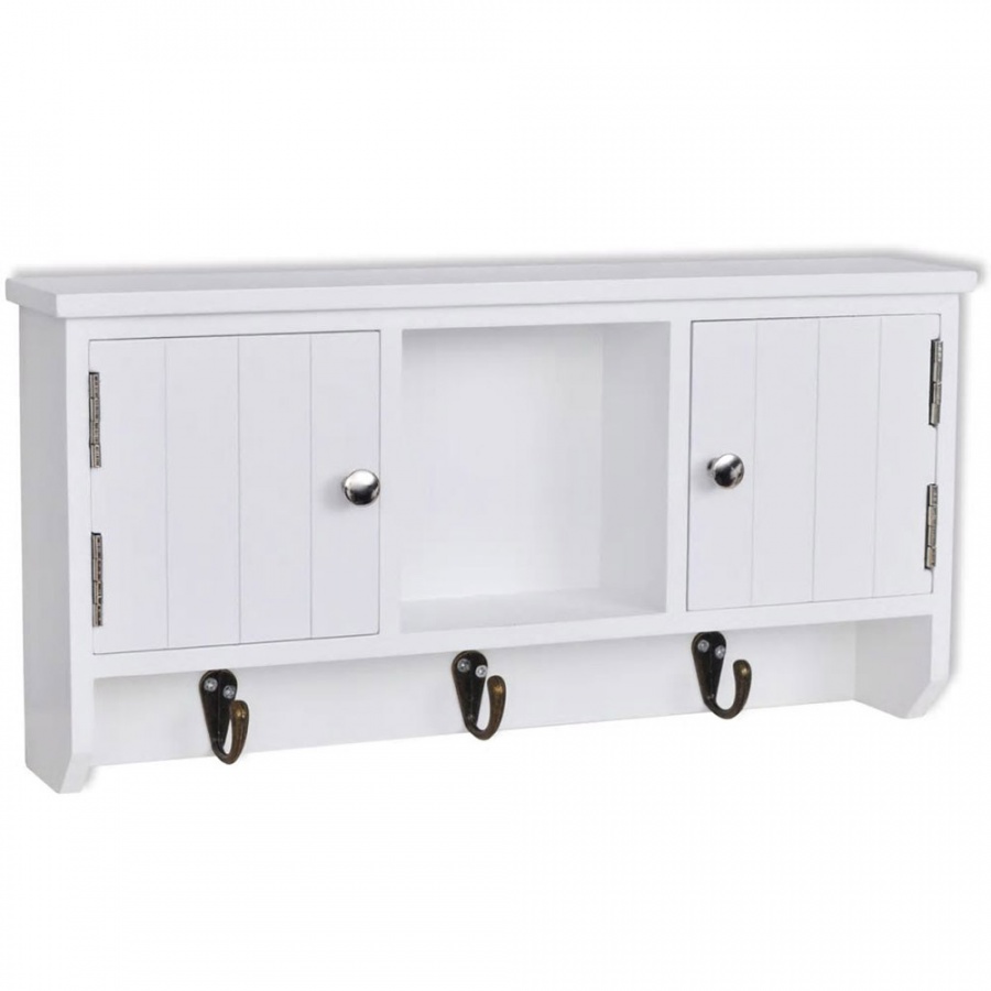 Wisząca szafka na klucze i akcesoria z drzwiczkami i wieszakami