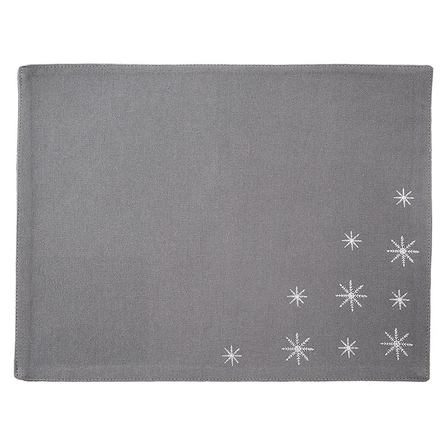 Podkładka na stół bawełniana świąteczna szara płatek 33,5x26 cm