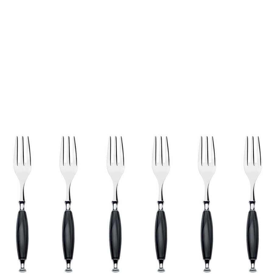 Country czarny - zestaw 6 widelczyków do ciasta w pudełku