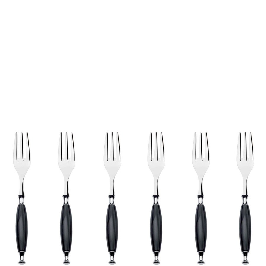 Country czarny - zestaw 6 widelczyków do ciasta w pudełku