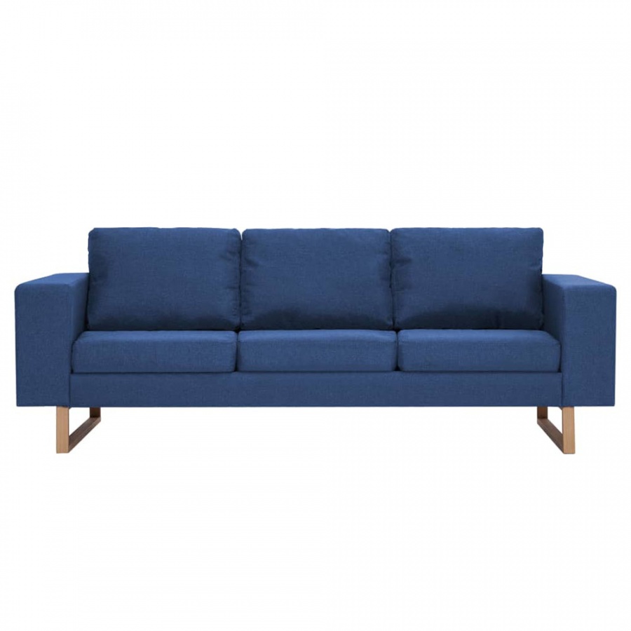 3-osobowa sofa tapicerowana tkaniną niebieska