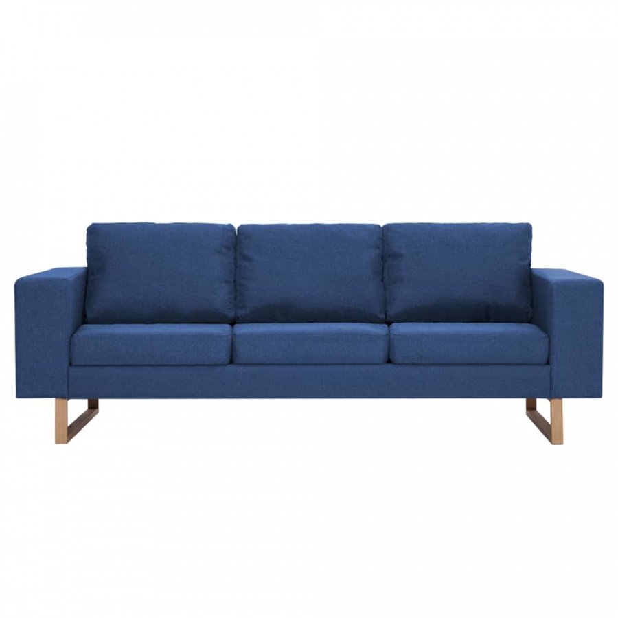 3-osobowa sofa tapicerowana tkaniną niebieska