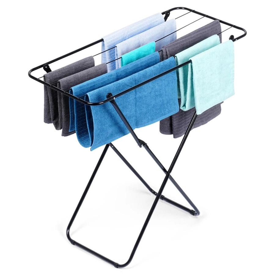 Suszarka na pranie metalowa czarna składana 93x43x88 cm