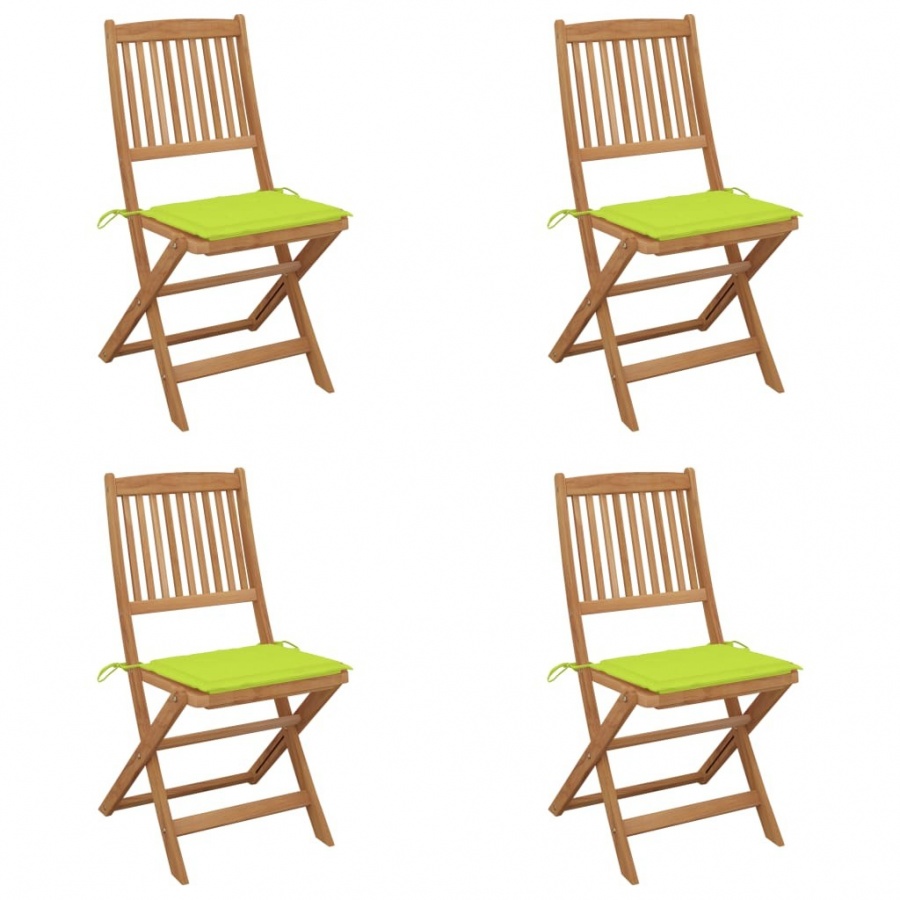 Składane krzesła ogrodowe z poduszkami, 4 szt., drewno akacjowe