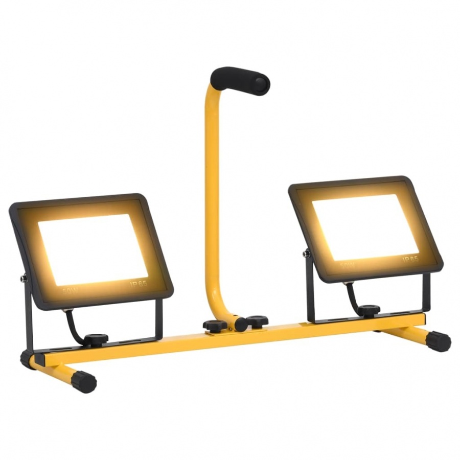 Reflektor led z uchwytem, 2x50 w, ciepłe białe światło