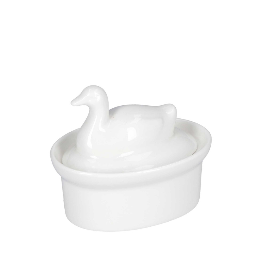 Naczynie do zapiekania terrine kaczka - biały, 10 x 7 cm