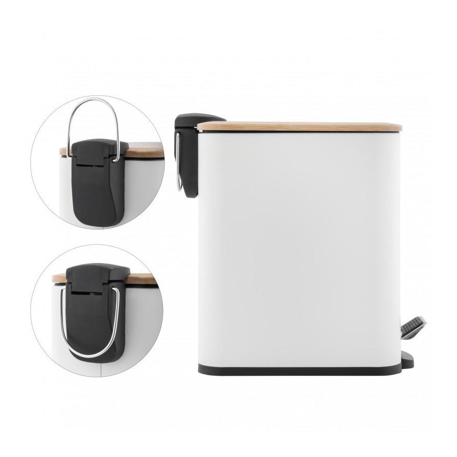 Kosz na śmieci do łazienki prostokątny 5l biały bambus segregacja- yoka